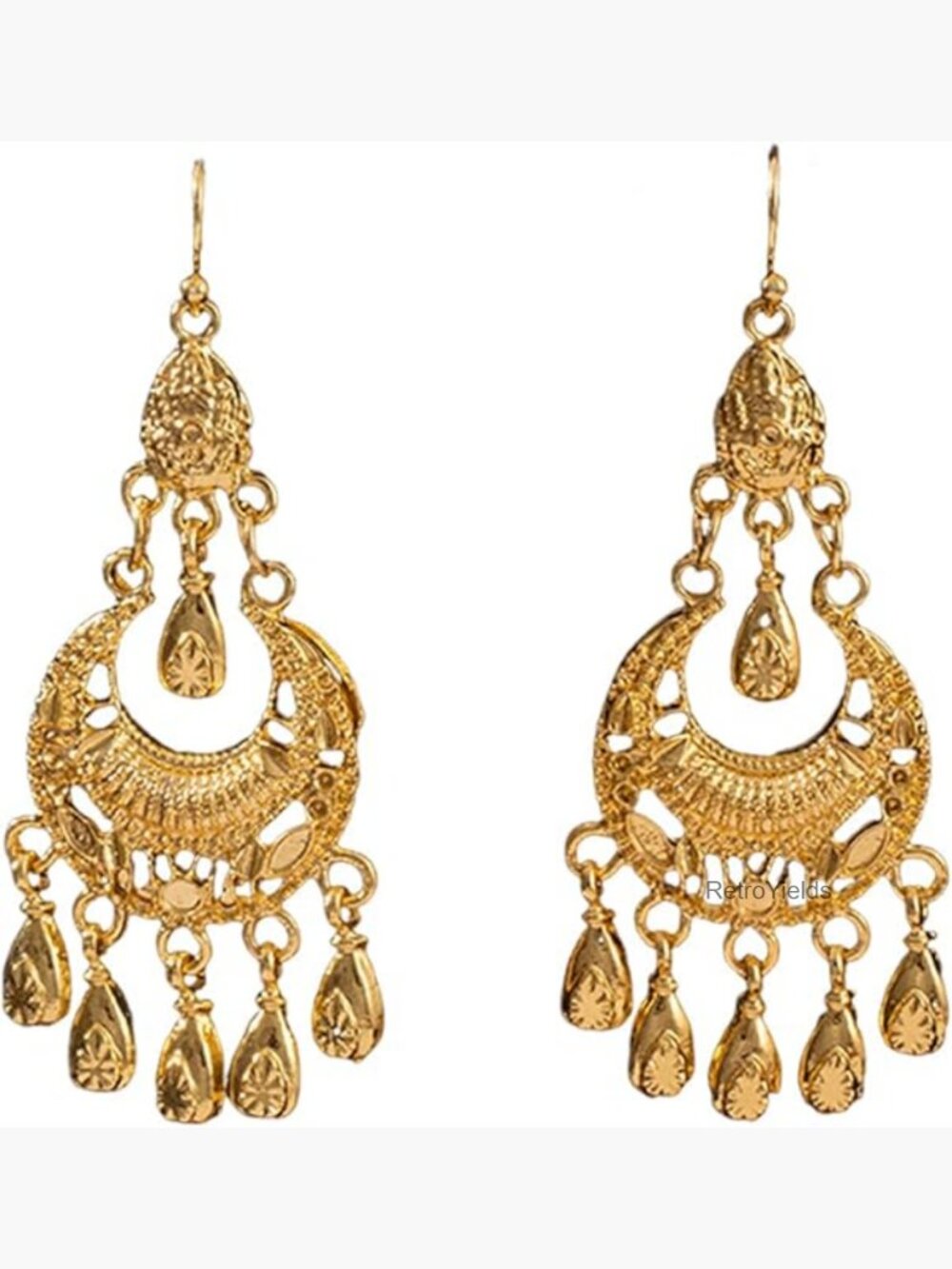 Vintage Bell Tassel Chandelier Drop Earrings Ethnic Statement Jewelry
